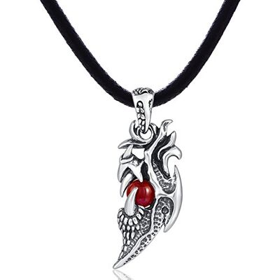 DonDon Collier en Cuir pour Homme 50 cm avec Pendentif Acier Inoxydable Dragon Dent avec Boule Noire - Publicité DonDon Collier en Cuir pour Homme 50 cm avec Pendentif Acier Inoxydable Dragon Dent avec Boule Noire - Publicité