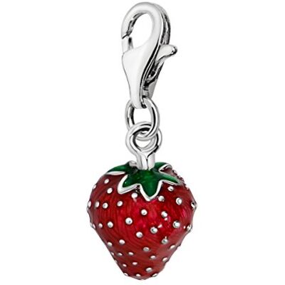 Quiges Charm Pendentif Breloque avec Fermoir Femme Plaqué Argent Émail Rouge Et Vert 3D Fraise - Publicité Quiges Charm Pendentif Breloque avec Fermoir Femme Plaqué Argent Émail Rouge Et Vert 3D Fraise - Publicité