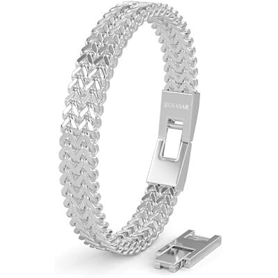 SERASAR Bracelet en Argent pour Homme Acier Inoxydable Bijoux Bileklik Erkek Chaîne de Bras - Publicité SERASAR Bracelet en Argent pour Homme Acier Inoxydable Bijoux Bileklik Erkek Chaîne de Bras - Publicité