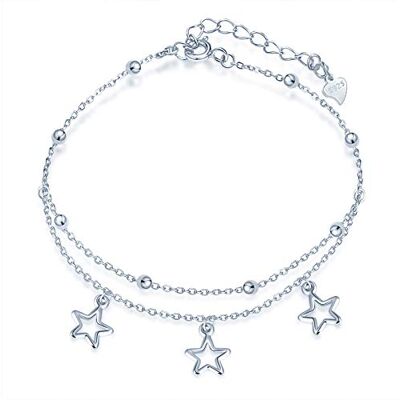 Yumilok Bracelets de cheville en argent 925, bracelet de cheville étoile pour femme et fille, Chaîne multirangs, la chaîne d'ancré ajustable, bijoux pour Noël et Anniversaire, One Size, Argent, One - Publicité Yumilok Bracelets de cheville en argent 925, bracelet de cheville étoile pour femme et fille, Chaîne multirangs, la chaîne d'ancré ajustable, bijoux pour Noël et Anniversaire, One Size, Argent, One - Publicité