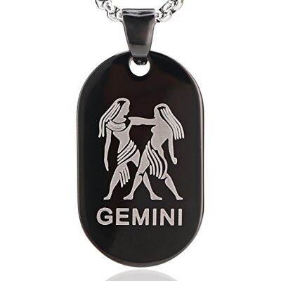 DonDon Collier Unisex avec Pendentif du Signe du Zodiaque en Acier Inoxydable 52 cm Noir-argenté dans Une pochett en Velours -Jumeaux - Publicité DonDon Collier Unisex avec Pendentif du Signe du Zodiaque en Acier Inoxydable 52 cm Noir-argenté dans Une pochett en Velours -Jumeaux - Publicité