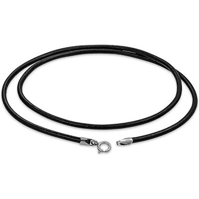 Bling Jewelry Collier En Cuir Noir Lisse Véritable Unisexe Pour Hommes Femmes Adolescents. Fermoir En Argent Sterling .925 De 20 Pouces - Publicité Bling Jewelry Collier En Cuir Noir Lisse Véritable Unisexe Pour Hommes Femmes Adolescents. Fermoir En Argent Sterling .925 De 20 Pouces - Publicité