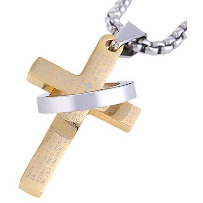 DonDon Collier pour Homme en Acier Inoxydable 52 cm avec Pendentif en Forme de Croix Couleur Or dans Une Pochette en Velours Noir - Publicité DonDon Collier pour Homme en Acier Inoxydable 52 cm avec Pendentif en Forme de Croix Couleur Or dans Une Pochette en Velours Noir - Publicité