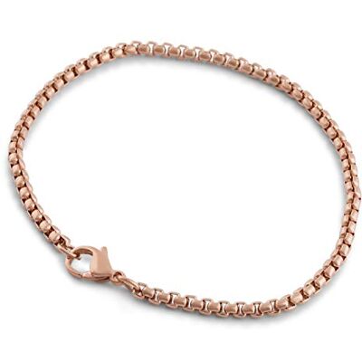Akitsune Baca Bracelet maillons 3mm de diamtre Box Rolo Hommes Femmes Chane en Acier Inoxydable Mousqueton Minimaliste Or Rose 21cm - Publicité Akitsune Baca Bracelet maillons 3mm de diamtre Box Rolo Hommes Femmes Chane en Acier Inoxydable Mousqueton Minimaliste Or Rose 21cm - Publicité