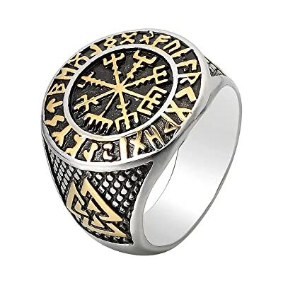 BlackAmazement Bague Vegvisir en acier inoxydable 316L Avec nœud Style Viking Celte Germanen Allemagne Argenté, or, noir Pour homme, acier inoxydable - Publicité BlackAmazement Bague Vegvisir en acier inoxydable 316L Avec nœud Style Viking Celte Germanen Allemagne Argenté, or, noir Pour homme, acier inoxydable - Publicité