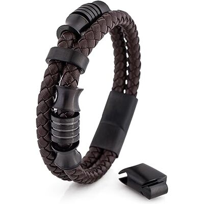 Akitsune Gracilitas Bracelet en Cuir Bijoux de Bras Femme Acier Inoxydable Bracelet magntique Homme Noir Mat Marron 20cm - Publicité Akitsune Gracilitas Bracelet en Cuir Bijoux de Bras Femme Acier Inoxydable Bracelet magntique Homme Noir Mat Marron 20cm - Publicité