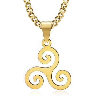 BOBIJOO Jewelry Pendentif Collier Chaine Celte Triskèle 3 Branches Bretagne Acier Inoxydable Or Doré Plaqué - Publicité BOBIJOO Jewelry Pendentif Collier Chaine Celte Triskèle 3 Branches Bretagne Acier Inoxydable Or Doré Plaqué - Publicité