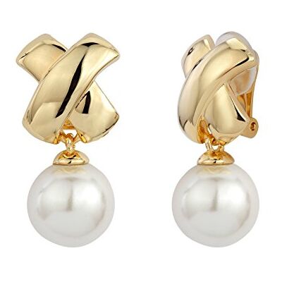 Traveller Boucles d'oreille à clip Pendant Perle 14mm 22ct doré - Publicité Traveller Boucles d'oreille à clip Pendant Perle 14mm 22ct doré - Publicité
