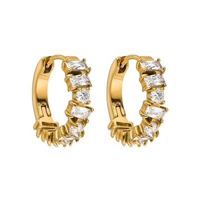 Purelei Créoles femme acier inoxydable plaqué or 18K, diamètre 17 mm, pierres zircone blanche, élégantes boucles d’oreilles légères pour style moderne, bijou cadeau femme - Publicité Purelei Créoles femme acier inoxydable plaqué or 18K, diamètre 17 mm, pierres zircone blanche, élégantes boucles d’oreilles légères pour style moderne, bijou cadeau femme - Publicité