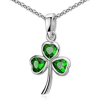 MATERIA by Matthias Wagner Materia Pendentif trèfle en argent 925 – Pendentif porte-bonheur avec zircone vert au choix avec chaîne, Argent sterling, Zircone cubique - Publicité MATERIA by Matthias Wagner Materia Pendentif trèfle en argent 925 – Pendentif porte-bonheur avec zircone vert au choix avec chaîne, Argent sterling, Zircone cubique - Publicité