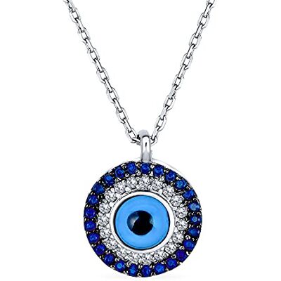 Bling Jewelry Turkish Blue Pave Cz Spiritual Protection Amulet Evil Eye Round Circle Pendant Station Necklace For Women For Teen .925 Sterling Silver - Publicité Bling Jewelry Turkish Blue Pave Cz Spiritual Protection Amulet Evil Eye Round Circle Pendant Station Necklace For Women For Teen .925 Sterling Silver - Publicité