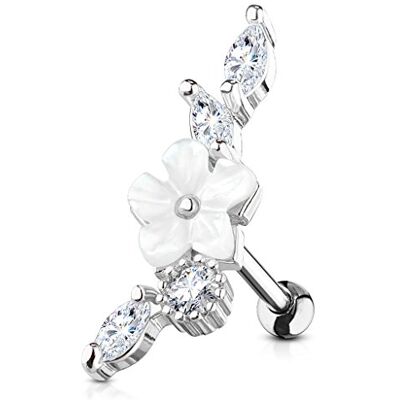 BlackAmazement Piercing tragus hélix oreille fleur perle vigne zircon cubique or rose argent femme, - Publicité BlackAmazement Piercing tragus hélix oreille fleur perle vigne zircon cubique or rose argent femme, - Publicité