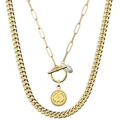 Purelei Colliers Femme Fantaisie Or – Set de Colliers en Acier Inoxydable, Résistants à l’Eau, Pendentif Perle, Longueur Réglable, Style Élégant Été, Cadeau Idéal, Plaqué Or 40-55 cm - Publicité Purelei Colliers Femme Fantaisie Or – Set de Colliers en Acier Inoxydable, Résistants à l’Eau, Pendentif Perle, Longueur Réglable, Style Élégant Été, Cadeau Idéal, Plaqué Or 40-55 cm - Publicité