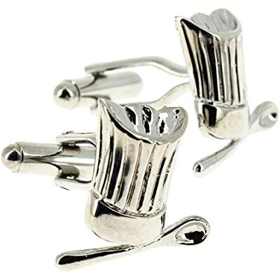 Clj Charles Le Jeune. Boutons de manchette. Toque, Acier. Gris argent Fantaisie - - Publicité Clj Charles Le Jeune. Boutons de manchette. Toque, Acier. Gris argent Fantaisie - - Publicité