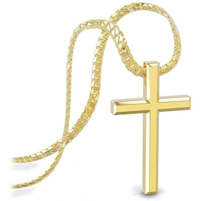 SERASAR Collier Croix Hommes avec Pendentif Bijoux en Or Chaîne Plaquée Idée de Cadeau pour Anniversaire Fête Des Pères Punk-Rock Saint-Valentin - Publicité SERASAR Collier Croix Hommes avec Pendentif Bijoux en Or Chaîne Plaquée Idée de Cadeau pour Anniversaire Fête Des Pères Punk-Rock Saint-Valentin - Publicité