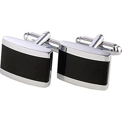 DonDon® Boutons de manchette Homme Acier Inoxydable Argent/Noir Livré dans une pochette velours, Acier inoxydable, argent, velours, Sans pierre - Publicité DonDon® Boutons de manchette Homme Acier Inoxydable Argent/Noir Livré dans une pochette velours, Acier inoxydable, argent, velours, Sans pierre - Publicité