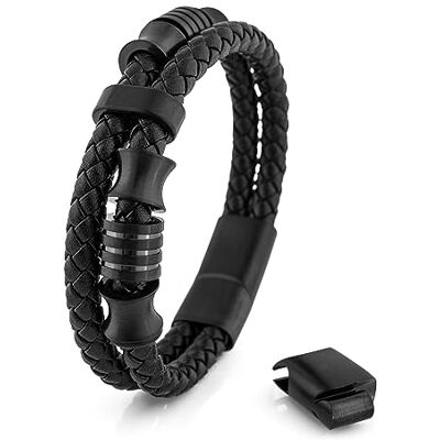 Akitsune Gracilitas Bracelet en Cuir Bijoux de Bras Femme Acier Inoxydable Bracelet magntique Homme Noir Mat 20cm - Publicité Akitsune Gracilitas Bracelet en Cuir Bijoux de Bras Femme Acier Inoxydable Bracelet magntique Homme Noir Mat 20cm - Publicité