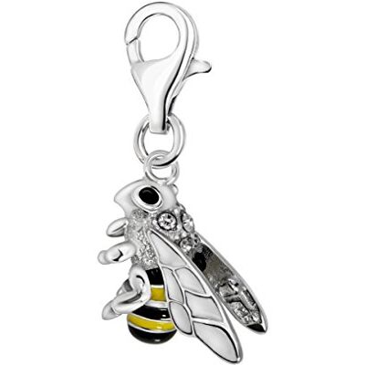 Quiges Charm Pendentif Breloque avec Fermoir Femme Plaqué Argent Abeille Insectes 3D Zircone Blanche et Emaillée 3D - Publicité Quiges Charm Pendentif Breloque avec Fermoir Femme Plaqué Argent Abeille Insectes 3D Zircone Blanche et Emaillée 3D - Publicité