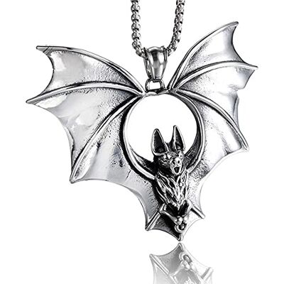 BlackAmazement Collier avec pendentif chauve-souris en acier inoxydable 316L Bat Gothique Grand ou Petit Pendentif Femme Homme, großer Anhänger, Acier inoxydable - Publicité BlackAmazement Collier avec pendentif chauve-souris en acier inoxydable 316L Bat Gothique Grand ou Petit Pendentif Femme Homme, großer Anhänger, Acier inoxydable - Publicité