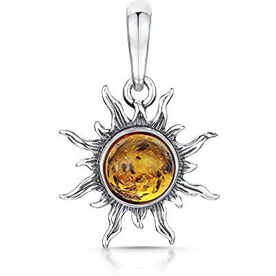 Amberta Pendentif Soleil en Argent Sterling 925 avec Ambre de Différentes Couleurs - Publicité Amberta Pendentif Soleil en Argent Sterling 925 avec Ambre de Différentes Couleurs - Publicité