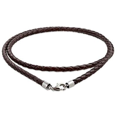 Bling Jewelry Collier En Cuir Véritable Marron Tressé Pour Femmes, Hommes Et Adolescents. Fermoir À Mousqueton En Argent Sterling .925 De 20 Pouces - Publicité Bling Jewelry Collier En Cuir Véritable Marron Tressé Pour Femmes, Hommes Et Adolescents. Fermoir À Mousqueton En Argent Sterling .925 De 20 Pouces - Publicité