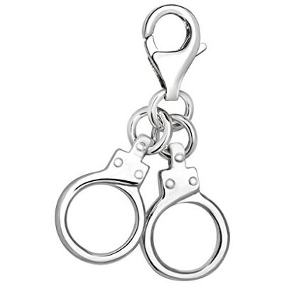 Quiges Charm Pendentif Perle avec Fermoir Femme Argent 925 Menottes 3D - Publicité Quiges Charm Pendentif Perle avec Fermoir Femme Argent 925 Menottes 3D - Publicité