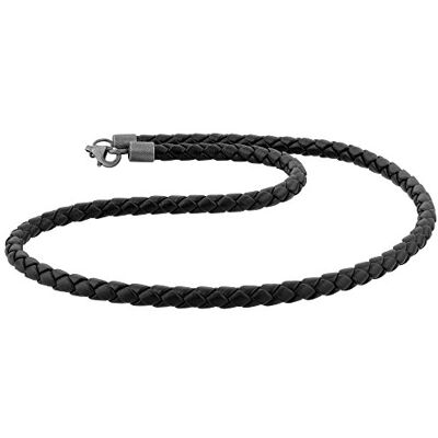 Kuzzoi 803041 Collier en cuir de vachette tressé avec fermoir mousqueton en argent sterling 925 pour homme 5,5 mm d’épaisseur Noir - Publicité Kuzzoi 803041 Collier en cuir de vachette tressé avec fermoir mousqueton en argent sterling 925 pour homme 5,5 mm d’épaisseur Noir - Publicité