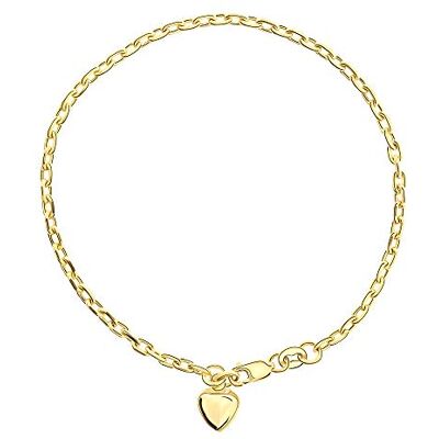 MIORE Bracelet Femme Or Jaune 14 Carats (585), Breloque Cœur, Chaine Maille Forçat 19 cm, Fermoir Mousqueton, Bracelet Charms Hypoallergénique, Fabriqué en Italie, Avec Coffret Bijoux - Publicité MIORE Bracelet Femme Or Jaune 14 Carats (585), Breloque Cœur, Chaine Maille Forçat 19 cm, Fermoir Mousqueton, Bracelet Charms Hypoallergénique, Fabriqué en Italie, Avec Coffret Bijoux - Publicité