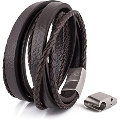 Akitsune Dark Matter Bracelet en Cuir synthtique Fermeture magntique en Acier Inoxydable Bracelet tress pour Hommes avec Belle Bote Bijoux Argent-Brun 23cm - Publicité Akitsune Dark Matter Bracelet en Cuir synthtique Fermeture magntique en Acier Inoxydable Bracelet tress pour Hommes avec Belle Bote Bijoux Argent-Brun 23cm - Publicité