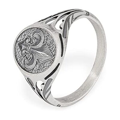 NKlaus 66mm Bague sceau Lys Bourbon 925 Argent Bague Templier Homme - Publicité NKlaus 66mm Bague sceau Lys Bourbon 925 Argent Bague Templier Homme - Publicité