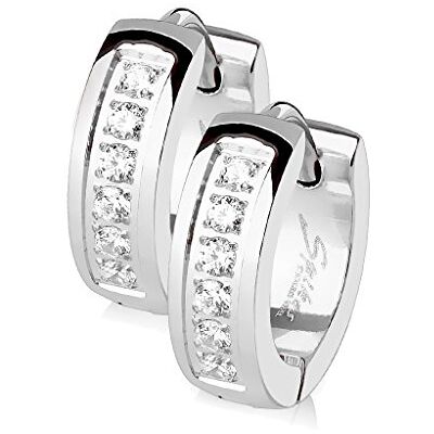 BlackAmazement Lot de 2 paires de boucles d'oreilles créoles en acier inoxydable 316L avec zircones cubiques Argenté/noir/doré - Publicité BlackAmazement Lot de 2 paires de boucles d'oreilles créoles en acier inoxydable 316L avec zircones cubiques Argenté/noir/doré - Publicité