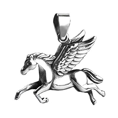 BlackAmazement Pendentif collier en acier inoxydable 316L massif cheval ailé Pegasus Horse Pony Argent Chaîne femme, Acier inoxydable - Publicité BlackAmazement Pendentif collier en acier inoxydable 316L massif cheval ailé Pegasus Horse Pony Argent Chaîne femme, Acier inoxydable - Publicité
