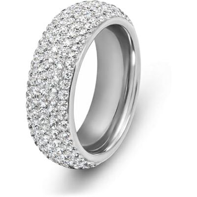 SoulCats® magnifique bague en acier inoxydable entièrement sertie de strass en blanc argenté - Publicité SoulCats® magnifique bague en acier inoxydable entièrement sertie de strass en blanc argenté - Publicité