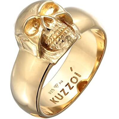 Kuzzoi Bague pour homme en forme de tête de mort massive de 10 mm de large en argent sterling 925 plaqué or Chevalière pour homme de taille 60-66 0603463023 - Publicité Kuzzoi Bague pour homme en forme de tête de mort massive de 10 mm de large en argent sterling 925 plaqué or Chevalière pour homme de taille 60-66 0603463023 - Publicité