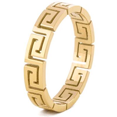 Akitsune Argius Ring Greek Ornament Design Ring Femmes Hommes Acier inoxydable Filigrane Mander Gold US 8 - Publicité Akitsune Argius Ring Greek Ornament Design Ring Femmes Hommes Acier inoxydable Filigrane Mander Gold US 8 - Publicité