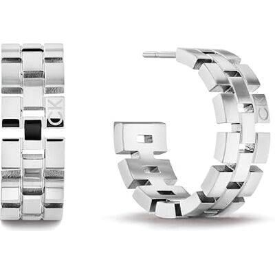 Calvin Klein Créoles pour Femme Collection GEOMETRIC en Acier Inoxidable - Publicité Calvin Klein Créoles pour Femme Collection GEOMETRIC en Acier Inoxidable - Publicité