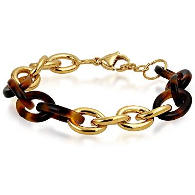 Bling Jewelry Déclaration De Mode Bracelet De Chaîne Ovale En Coquille De Tortue Léopard Marbrée Acrylique Dorée Marron Pour Femmes Adolescentes En Acier Inoxydable Plaqué Or Jaune - Publicité Bling Jewelry Déclaration De Mode Bracelet De Chaîne Ovale En Coquille De Tortue Léopard Marbrée Acrylique Dorée Marron Pour Femmes Adolescentes En Acier Inoxydable Plaqué Or Jaune - Publicité