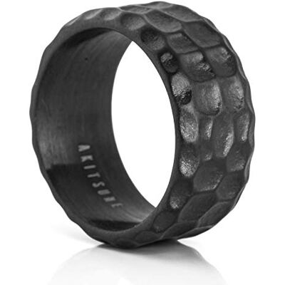 Akitsune Terra Bague Rocher Granite Martel Bague Hommes Acier Inoxydable Concepteur Noir Mat US 10 - Publicité Akitsune Terra Bague Rocher Granite Martel Bague Hommes Acier Inoxydable Concepteur Noir Mat US 10 - Publicité