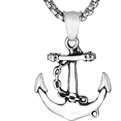 DonDon Collier Homme en Acier Inoxydable avec Pendentif Ancre en Acier Inoxydable dans Une Pochette en Velours - Publicité DonDon Collier Homme en Acier Inoxydable avec Pendentif Ancre en Acier Inoxydable dans Une Pochette en Velours - Publicité