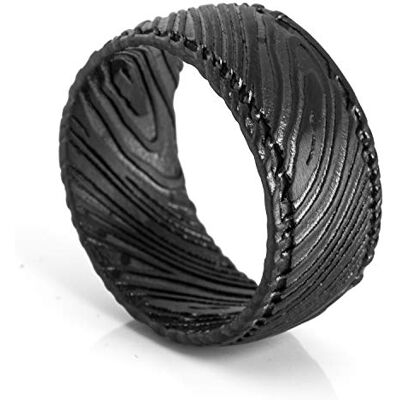 Akitsune Orbis Bague Damas Acier Femme Homme Acier Damas Noir Mat US 11 - Publicité Akitsune Orbis Bague Damas Acier Femme Homme Acier Damas Noir Mat US 11 - Publicité
