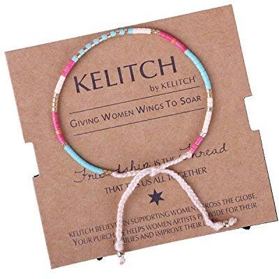KELITCH Bracelet De Perle Miyuki Bracelets Rang D'amitié Fait A La Main Bracelets Vintage Pour Femmes Bijoux (Rouge Bleu) - Publicité KELITCH Bracelet De Perle Miyuki Bracelets Rang D'amitié Fait A La Main Bracelets Vintage Pour Femmes Bijoux (Rouge Bleu) - Publicité