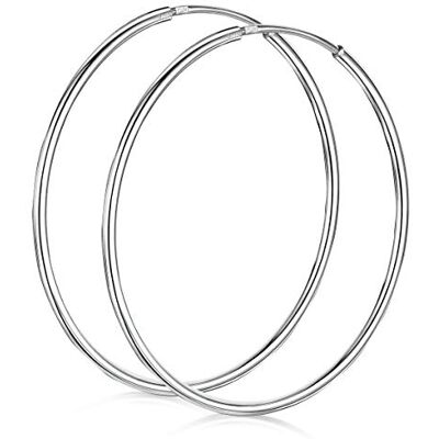 Amberta® Anneaux Infinis En Argent Fin Sterling 925 – Boucle D’Oreille Ronde – Diamètre: 20 30 40 60 75 mm (40mm) - Publicité Amberta® Anneaux Infinis En Argent Fin Sterling 925 – Boucle D’Oreille Ronde – Diamètre: 20 30 40 60 75 mm (40mm) - Publicité