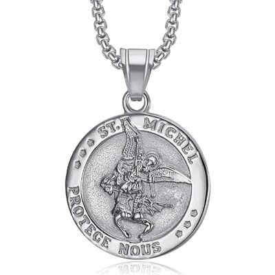 BOBIJOO Jewelry Pendentif Saint Michel Protecteur en Acier Inoxydable Argenté avec Chaîne 55 cm - Publicité BOBIJOO Jewelry Pendentif Saint Michel Protecteur en Acier Inoxydable Argenté avec Chaîne 55 cm - Publicité