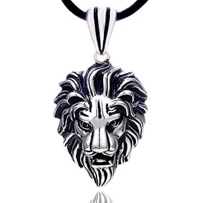 DonDon Collier en Cuir pour Homme 50 cm avec Pendentif Acier Inoxydable Lion - Publicité DonDon Collier en Cuir pour Homme 50 cm avec Pendentif Acier Inoxydable Lion - Publicité