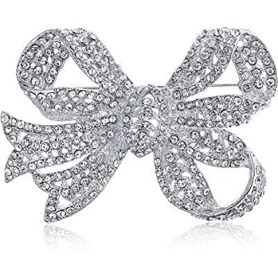 Bling Jewelry Broche Écharpe Nœud Ruban Filigrane Déclaration Grande Mode Nuptiale Cristal Étincelant Blanc Vacances Hiver Mariage Style Vintage Victorien Pour Femmes Plaqué Argent - Publicité Bling Jewelry Broche Écharpe Nœud Ruban Filigrane Déclaration Grande Mode Nuptiale Cristal Étincelant Blanc Vacances Hiver Mariage Style Vintage Victorien Pour Femmes Plaqué Argent - Publicité