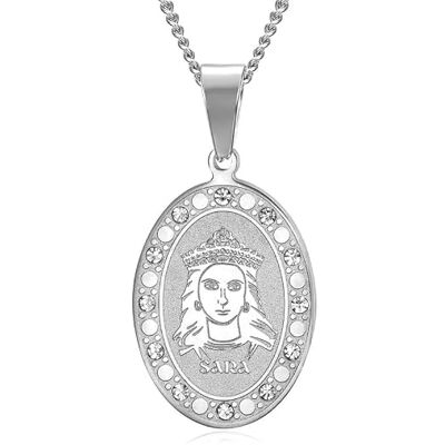 BOBIJOO Jewelry Pendentif Collier Gitan Médaille Sainte Sara Acier Inoxydable Faux Diamants Argenté - Publicité BOBIJOO Jewelry Pendentif Collier Gitan Médaille Sainte Sara Acier Inoxydable Faux Diamants Argenté - Publicité
