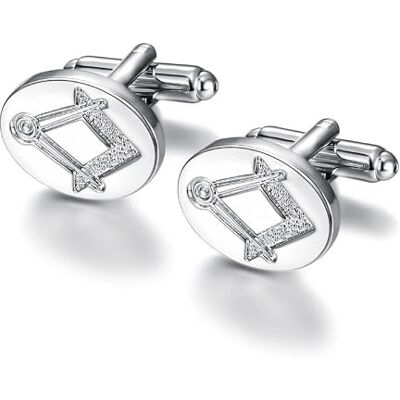 BOBIJOO JEWELRY Boutons de Manchette Franc-Maçon laiton Argenté Chromé Discret Forme Ovale 18 * 14mm - Publicité BOBIJOO JEWELRY Boutons de Manchette Franc-Maçon laiton Argenté Chromé Discret Forme Ovale 18 * 14mm - Publicité