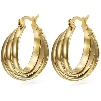 BOBIJOO Jewelry Boucles d'oreilles Créoles 3 anneaux entrelacés Femme Acier inoxydable Or Doré Plaqué - Publicité BOBIJOO Jewelry Boucles d'oreilles Créoles 3 anneaux entrelacés Femme Acier inoxydable Or Doré Plaqué - Publicité
