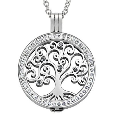 Quiges 90cm Collier Set Argent Acier Inoxydable avec Cristal Pendentif et 33mm Coin - Publicité Quiges 90cm Collier Set Argent Acier Inoxydable avec Cristal Pendentif et 33mm Coin - Publicité