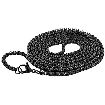 Akitsune Baca Chane 90 cm 3mm de Large Collier Femme Hommes Box Rolo en Acier Inoxydable Mousqueton Minimaliste Hommes Collier Noir Mat - Publicité Akitsune Baca Chane 90 cm 3mm de Large Collier Femme Hommes Box Rolo en Acier Inoxydable Mousqueton Minimaliste Hommes Collier Noir Mat - Publicité
